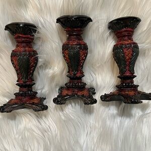 Candlestick Holders: Black and Red
Resin Pair